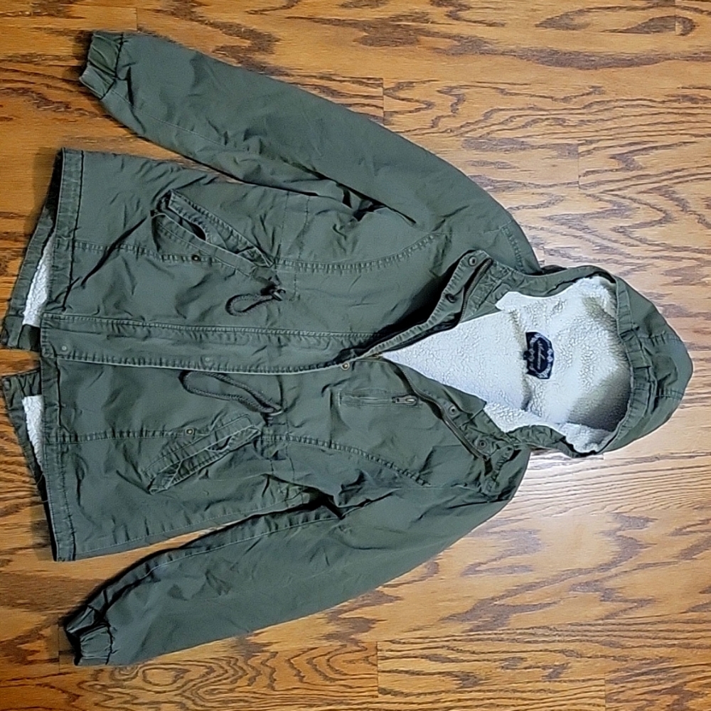 Ambiance Apparel army green Sherpa jacket